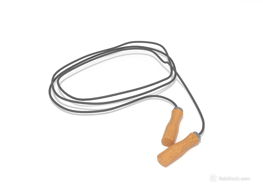 Ergonomic Jump Rope With Wooden Handles Lightweight Steel Cable For Fitness Workouts 3d model 