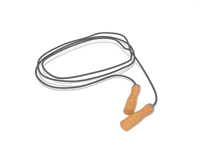 Ergonomic Jump Rope With Wooden Handles Lightweight Steel Cable For Fitness Workouts 3d model