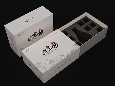 Chinese Style Accessories Decoration Set with White Box and Lotus Pattern Open Design 3d model