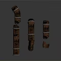 Rusty Metal Damaged Pipe Components With Broken Sections And Parts 3d model