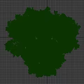 Garden Ornament Display With Lush Evergreen Tree And Human Silhouette For Size Reference