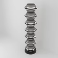 Modern Stacked Ring Floor Lamp With Gray And White Stripes For Interior Decor