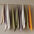 Colorful Towels Hanging On Wooden Rod With Various Colors Arranged Neatly