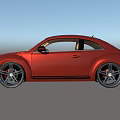 Red Volkswagen Beetle Car With Black Roof And Beige Interior Alloy Wheels