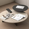 Stylish Round Coffee Table with Double Layer Design and Open Magazines Glass Cup on Top