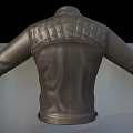 Black Leather Jacket with Stand Collar Zipper and Side Pockets Modern Design