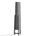 Stylish Modern Floor Lamp With Wooden Stand Fabric Shade And Gold Accents For Home Decor