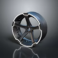 Modern Car Wheel With Stylish Black Silver Alloy Spoke Design And Reflective Finish