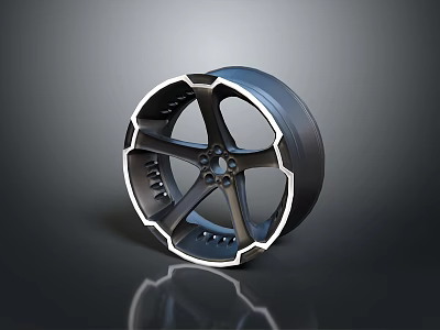 Modern Car Wheel With Stylish Black Silver Alloy Spoke Design And Reflective Finish 3d model