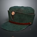 Green Fabric Hat With Red Band And Round Badge Daily Necessity Design