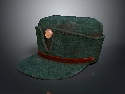 Green Fabric Hat With Red Band And Round Badge Daily Necessity Design 3d model Green Fabric Hat With Red Band And Round Badge Daily Necessity Design 3d model