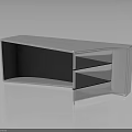 Modern Silver TV Stand With Sleek Surface And Open Storage Shelves 3d model