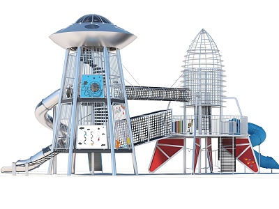 Observation Deck UFO Paradise Rocket Paradise Customized Paradise Development Paradise Amusement Park Children's Amusement Park Playground Combination Function Slide Amusement Sketches 3d model