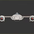 Futuristic Sci Fi Spaceship Model With Sleek Design And Silver Red Details
