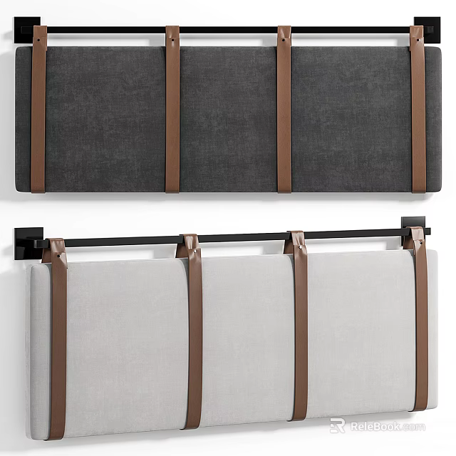 Upholstered Headboards With Brown Straps In Two Styles 3d model 