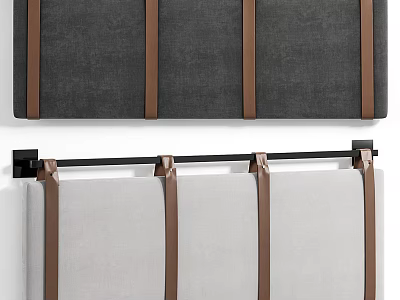 Upholstered Headboards With Brown Straps In Two Styles 3d model