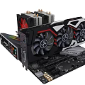 Computer motherboard graphics cards and other accessories simple model 3d model