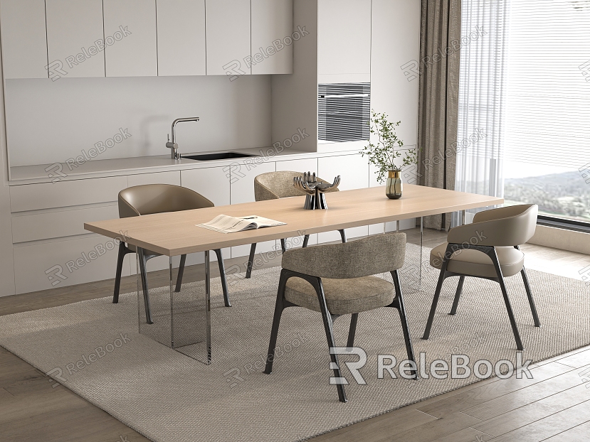 Dining table and chair combination model