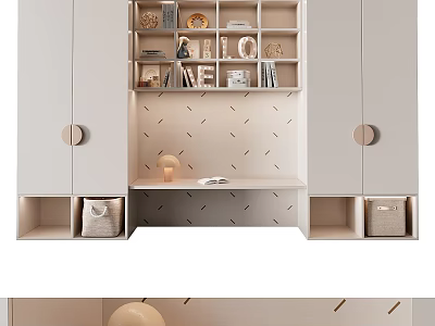 Modern Wardrobe Interior Design With Open Shelves Cabinets Decorative Items And Storage Baskets 3d model