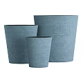Blue Textured Ceramic Planters In Three Different Sizes For Home Decorative Use 3d model