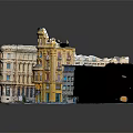 Yellow Residential Building Model Featuring Different Style Structures Street Scene Balconies and Windows