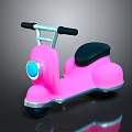 Pink Children's Toy Scooter With Black Seat Blue Headlight And Handlebar