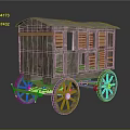 Vintage Wooden Carriage With Rustic Design Large Wheels And Shuttered Windows