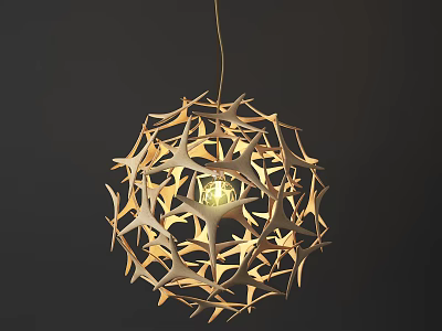Unique Irregular Pendant Light with Golden Geometric Spherical Structure and Warm Illumination 3d model