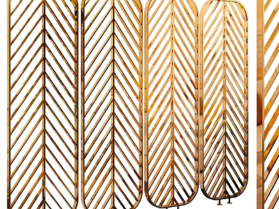 Elegant Modern Gold Metal Wall Decor With Geometric Feather Pattern Design 3d model