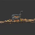 Rustic Wooden Bench Surrounded by Colorful Fallen Leaves with Metal Armrests