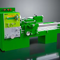 Green Lathe Machine With Control Panel And Rotating Metalworking Components 3d model