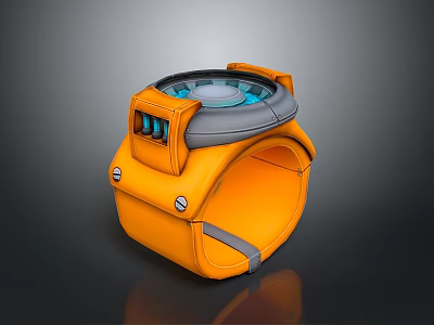 Functional Orange Wristband With Circular Dial And Grey Accents For Daily Use 3d model