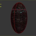 Cartoon Scene Featuring Gray Egg Shaped Object With Small Square Textures And Blue Grid Lines