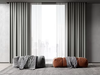 Modern sofa stool soft bag bed end stool combination 3d model