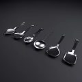 Silver Stainless Steel Utensil Set With Various Shaped Spoons For Kitchen Use 3d model