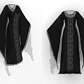 Black Gothic Lace Dress With Wide Sleeves And Elegant Collar Design