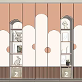 Modern Brown And White Wardrobe With Curved Design And Illuminated Display Shelves