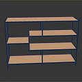 Modern Multi Tiered Shelving Unit With Black Frame And Light Wood Shelves