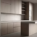 Modern Wooden Kitchen Cabinets With Island Countertop And Built In Oven