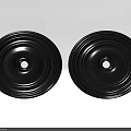 Two Black Carved Round Discs Featuring Concentric Patterns And Central Small Hole 3d model