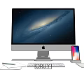 Apple iMac Desktop Computer with Keyboard Mouse Smartphone Pencil and Papers 3d model