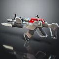 Sci Fi Style Futuristic Gun With Red Components Blade And Metallic Texture 3d model