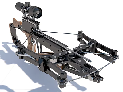 Tactical Crossbow Weapon With Sniper Scope Metal And Wooden Mechanical Parts 3d model