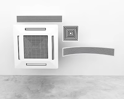 Modern Air Conditioner Vents Design With Square And Striped Grilles For Interior Walls 3d model