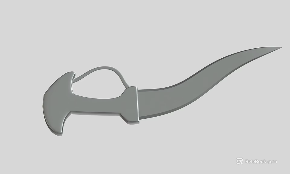 Curved Sword Weapon Design With Detailed Handle And Sharp Blade 3d model