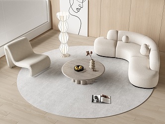 Modern Sofa Coffee Table Combination Curved Sofa Coffee Table Combination Multiplayer Sofa Coffee Table Single Sofa Floor Lamp 3d model