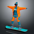 Warm Winter Ski Suit With Orange And Blue Design For Snowboarding Outdoor Use 3d model