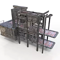 Industrial Equipment With Multi level Metal Framework Platforms And Control Panels