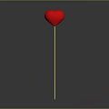 Simple Red Heart Shaped Balloon With Golden Stick On Gray Background