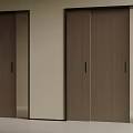 Modern Wooden Sliding Doors With Black Frame And Glass Panels For Home Interior